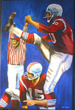 Ernie Barnes: Gino "No. 20" Cappelletti, Kicking Point After Babe Perelli #15 Holding